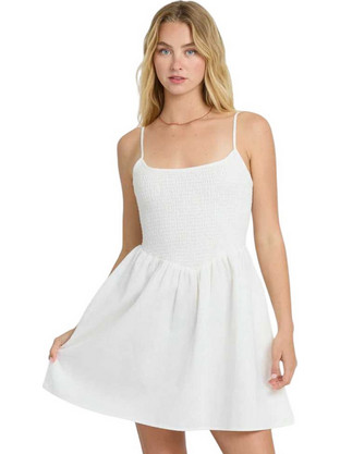 Billabong True Love Mini Καλοκαιρινό Καθημερινό Φόρεμα Λινό Λευκό 24B131610-SCS1