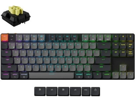 Keychron K1 QMK V6 Ασύρματο Μηχανικό Gaming Πληκτρολόγιο TenKeyLess με Keychron Milk POM Banana Διακόπτες RGB Black