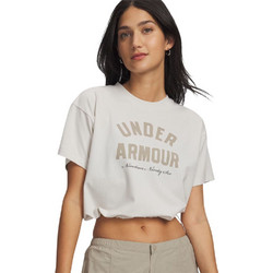 Under Armour HeatGear Γυναικείο Αθλητικό T-Shirt Εκρού 6010950-110