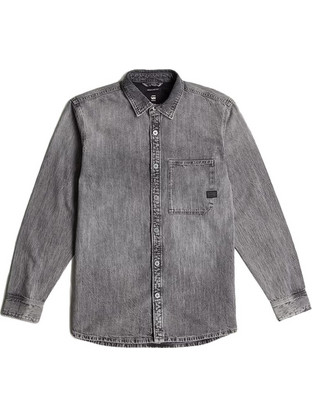 G-Star RAW Ανδρικό Πουκάμισο Τζιν Μακρυμάνικο Κανονική Γραμμή Ανθρακί D27083-E091-H483