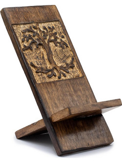 Wooden Carved Tree Of Life NMH-07 Βάση Κινητού για Γραφείο Καφέ