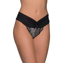Milena By Paris Γυναικείο Sexy String με Δαντέλα Μαύρο Ασημί 7745