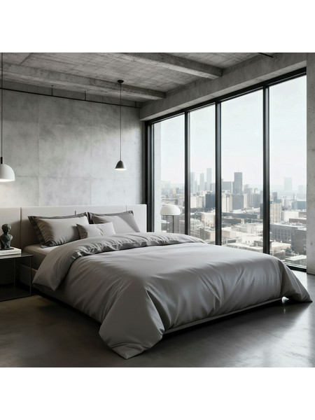 Makis Tselios Σεντόνι Υπέρδιπλο Βαμβακοσατέν 240x270 City 03 Dark Grey