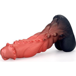 Kinksters Fantasy Monster XXLarge Dildo με Βεντούζα & Όρχεις Μαύρο Κόκκινο