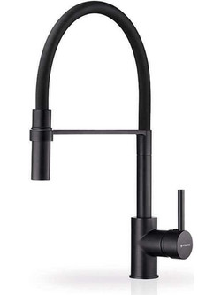 Pyramis Serina 090939901 Μπαταρία Κουζίνας Πάγκου Διπλής Παροχής Ανάμεικτη με Εύκαμπτο Ρουξούνι Μαύρη