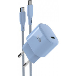 T'nB CHPDTC30BL Φορτιστής με Καλώδιο USB-C με Θύρα USB-C 30W Power Delivery Blue