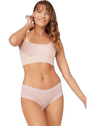 Cottonhill Γυναικείο Sexy Brazil με Δαντέλα Ροζ CH6040