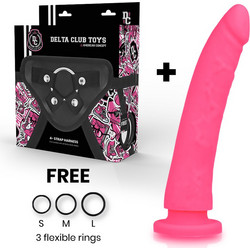 Delta Club Toys Harness Strap On με Dildo 23cm Ροζ D-227191