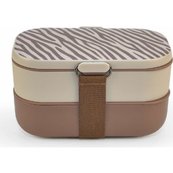 IRIS Barcelona Bento Lunchbox Σετ Δοχείο Φαγητού Πλαστικό Κατάλληλο για Φούρνο Μικροκυμάτων 1.35lt Μπεζ Καφέ