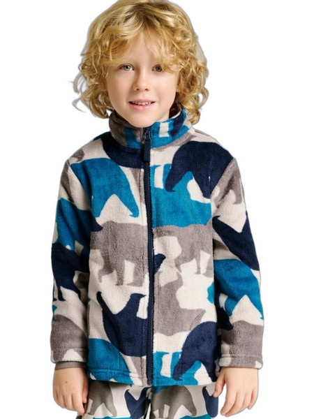 Muydemi Παιδική Ρόμπα Fleece Χειμωνιάτικη Μπεζ Navy Μπλε 8070310