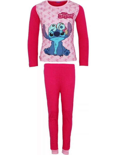Disney Lilo & Stitch Παιδική Πιτζάμα Βαμβακερή Χειμωνιάτικη Φούξια 34035-422