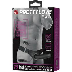 Pretty Love Myron Harness Strap On με Dildo 18.5cm & Δόνηση Μαύρο