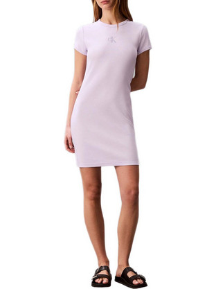 Calvin Klein Midi Καλοκαιρινό Καθημερινό Φόρεμα Ριπ Ροζ LV047F241G-3OQ