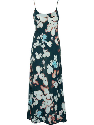 Superdry Maxi Βραδινό Φόρεμα Floral Μεταξωτό Κυπαρισσί W8012049A-L1B