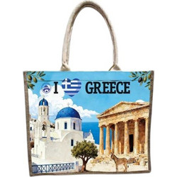 Tradesor Greece Υφασμάτινη Τσάντα Θαλάσσης Ώμου Γαλάζια 34x40cm 871917