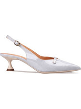 Boss Shoes Γόβες Slingback Λουστρίνι με Λεπτό Χαμηλό Τακούνι Λευκές DW51009