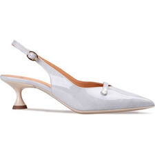 Boss Shoes Γόβες Slingback Λουστρίνι με Λεπτό Χαμηλό Τακούνι Λευκές DW51009