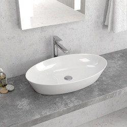 Karag LT 1132 Επικαθήμενος Νιπτήρας Μπάνιου Οβάλ Πορσελάνης 60.5x36x12cm Λευκός
