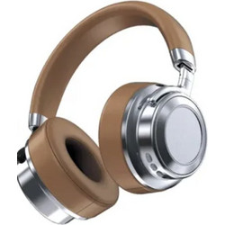 Ezra BW96 Ενσύρματα & Ασύρματα Bluetooth Ακουστικά Over Ear με Noise Cancelling Καφέ Ασημί