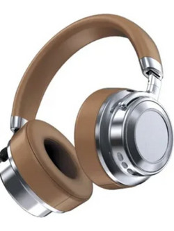 Ezra BW96 Ενσύρματα & Ασύρματα Bluetooth Ακουστικά Over Ear με Noise Cancelling Καφέ Ασημί