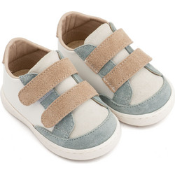 Babywalker Βαπτιστικά Sneakers για Αγόρι Δερμάτινα Ανατομικά Μπεζ Γαλάζια PRI2125
