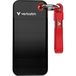 Verbatim Pocket 256GB Εξωτερικός Σκληρός Δίσκος SSD 2.5" USB-C USB 3.2 Black Red