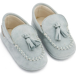 Babywalker Βαπτιστικά Loafers Αγκαλιάς για Αγόρι Δερμάτινα Γαλάζια MI1130