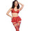 Chilirose Σετ Sexy Εσώρουχα See Through με Ζαρτιέρες Κόκκινα CR4716