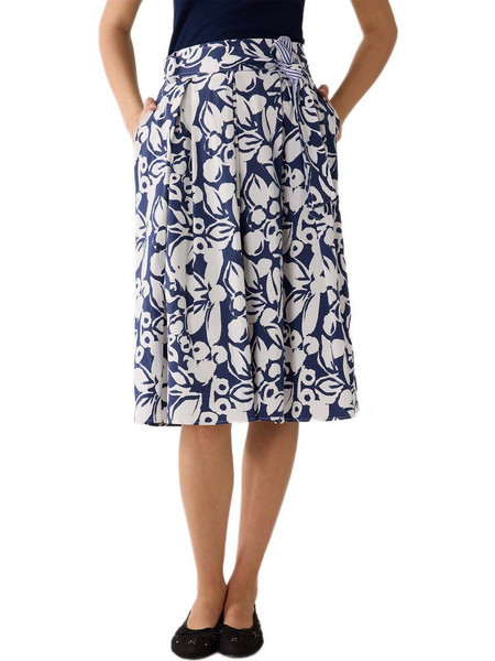 More & More Μίντι Φούστα Υφασμάτινη Ψηλόμεση Floral Λευκή Navy Μπλε 61025050-2373
