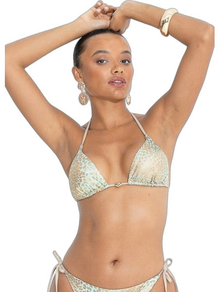 Bluepoint Wild Cat Bikini Top Τριγωνάκι Animal Print Τιρκουάζ Χρυσό 26066010-09