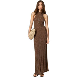 TWINSET Maxi Καλοκαιρινό Βραδινό Φόρεμα Πλεκτό Σοκολατί 261TT3213-13566