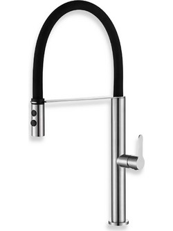 Interflex Flex 087432 Μπαταρία Κουζίνας Πάγκου Διπλής Παροχής Ανάμεικτη με Εύκαμπτο Ρουξούνι Inox