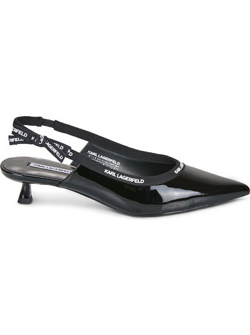 Karl Lagerfeld Γόβες Slingback Λουστρίνι με Λεπτό Χαμηλό Τακούνι Μαύρες KL30109R-1BP