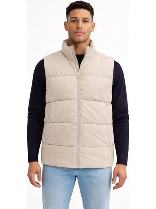 Only Αμάνικο Ανδρικό Μπουφάν Puffer Μπεζ 22033285