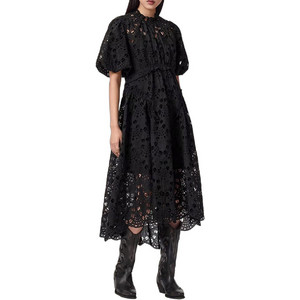 AllSaints Midi Καλοκαιρινό Καθημερινό Φόρεμα Μαύρο W001DE