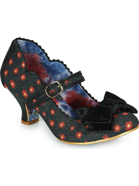 Irregular Choice Γόβες Δερμάτινες με Λεπτό Χαμηλό Τακούνι Μπαρέτα & Φιόγκο Μαύρες 4136-38AH