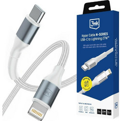 3mk Braided USB-C to Lightning Cable 27W 2m White 5903108758239