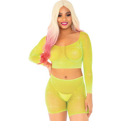 Leg Avenue Sexy Two Piece Set See Through Lime 714718548814