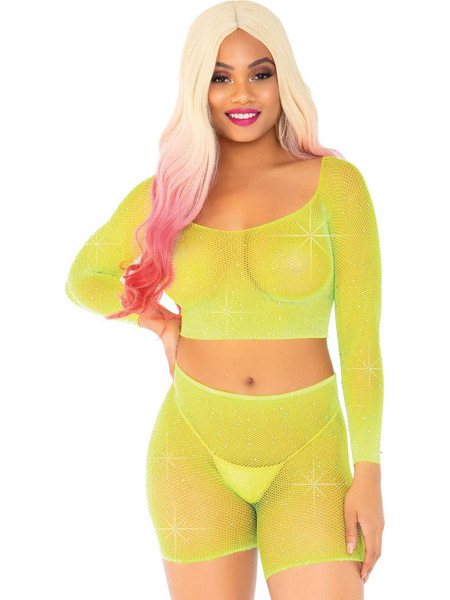 Leg Avenue Sexy Two Piece Set See Through Lime 714718548814
