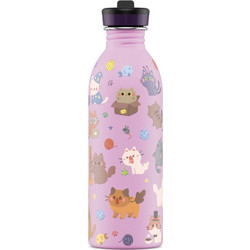 24Bottles Meow Friends Παιδικό Παγούρι Θερμός Ανοξείδωτο BPA Free με Καλαμάκι Ροζ 500ml
