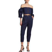 Lynne Γυναικείο Καλοκαιρινό Crop Top Navy Μπλε 055-010014-61