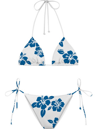 Mc2 Saint Barth Bikini Set Τριγωνάκι Floral Λευκό Μπλε LVY0001-08491L