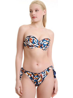 ERKA MARE Bikini Set Strapless Εκρού Μπλε 26151