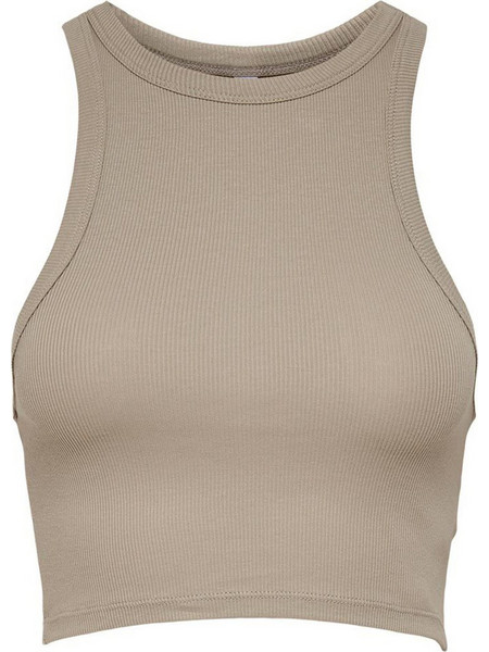 Only Γυναικείο Καλοκαιρινό Crop Top Ριπ Μπεζ 15265304
