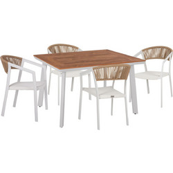 HomeMarkt Taber Σετ Τραπεζαρία Κήπου Αλουμίνιο 5τμχ Λευκό Καφέ HM10837.02