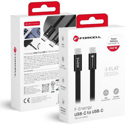 Forcell Braided Flat USB-C to USB-C 240W 1.2m Black 5903396447426