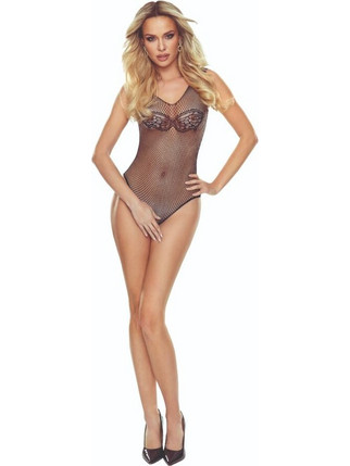 Passion Sexy Κορμάκι Slip Αυτοκινήτου Διχτυωτό με Δαντέλα Μαύρο BS109
