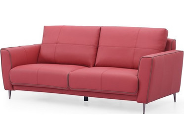 Ravenna Evande Cherry Τριθέσιος Καναπές Δερματίνη Κόκκινος 205x92x88cm