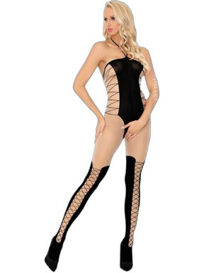 Livco Corsetti Pranverna Ολόσωμο Καλσόν See Through με Ανοιχτό Καβάλο Μαύρο 5902143683865