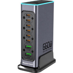 Powertech PT-1621 Βάση Φόρτισης με 2 Θύρες USB-A & 6 Θύρες USB-C 140W Quick Charge 4.0+ & Power Delivery